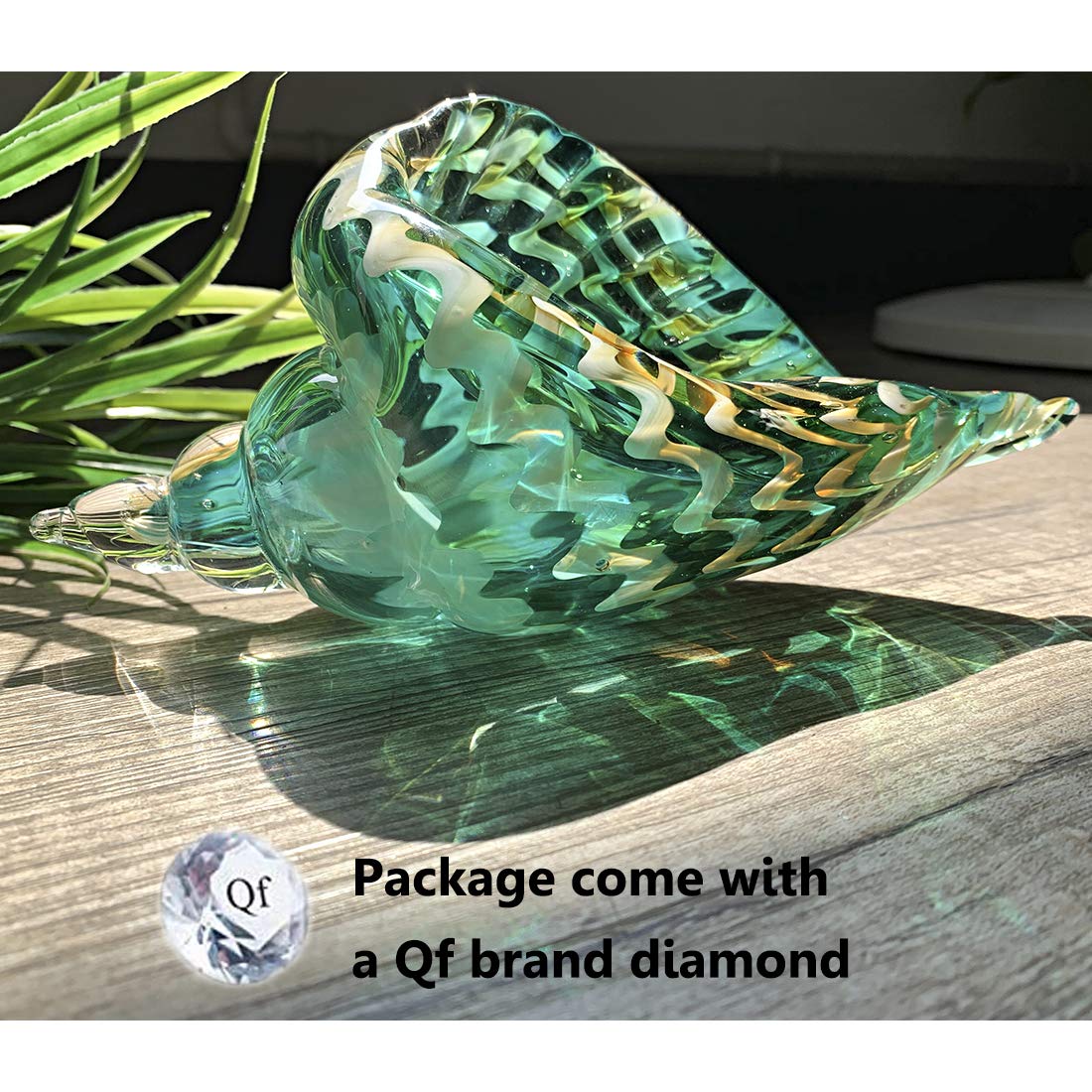 Qf Hand Blown Seashell, Beautiful Home Decor, Handmade Glass Art, Glass Conch