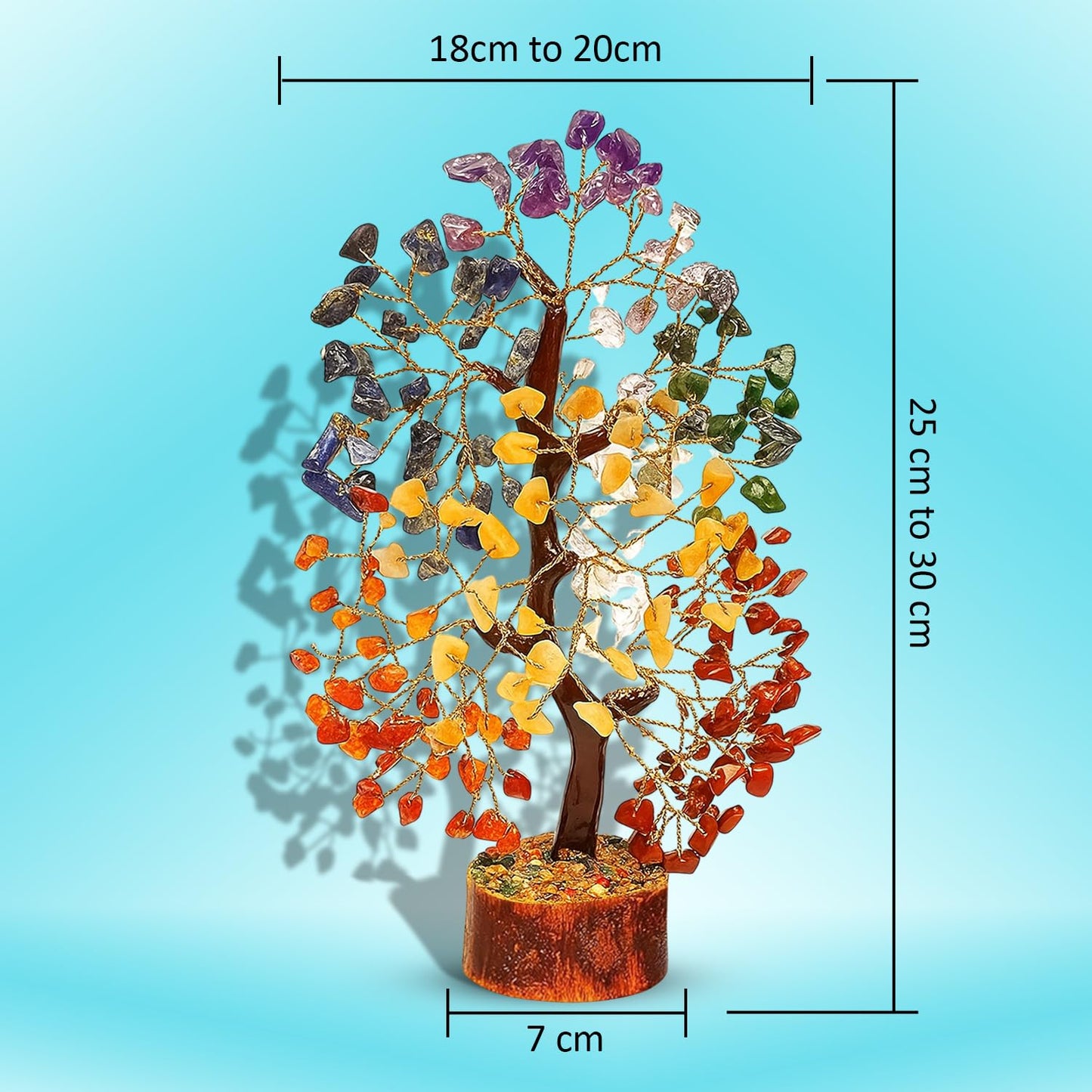 Seven Chakra Crystal Tree — Healing Crystal 7 Chakra Tree for Chakra Balancing, Feng Shui Decor, Meditation, Reiki, Good Luck Home & Office Decoration — Gemstone Spiritual Gift for Women & Men