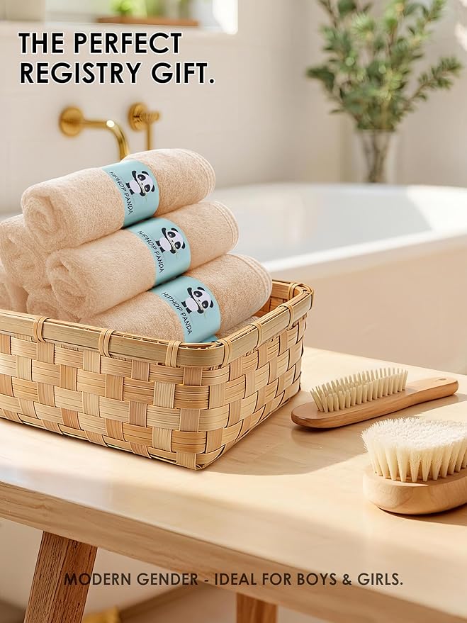 HIPHOP PANDA Baby Washcloths, Rayon Made from Bamboo