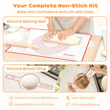 Sourdough Starter Kit, 9" Round & 10" Oval Banneton Bread Proofing Basket, Sourdough Bread Baking Supplies with Sourdough Starter Jar & Bread Slicer, Sour Dough Kit Gifts for People Who Love Baking