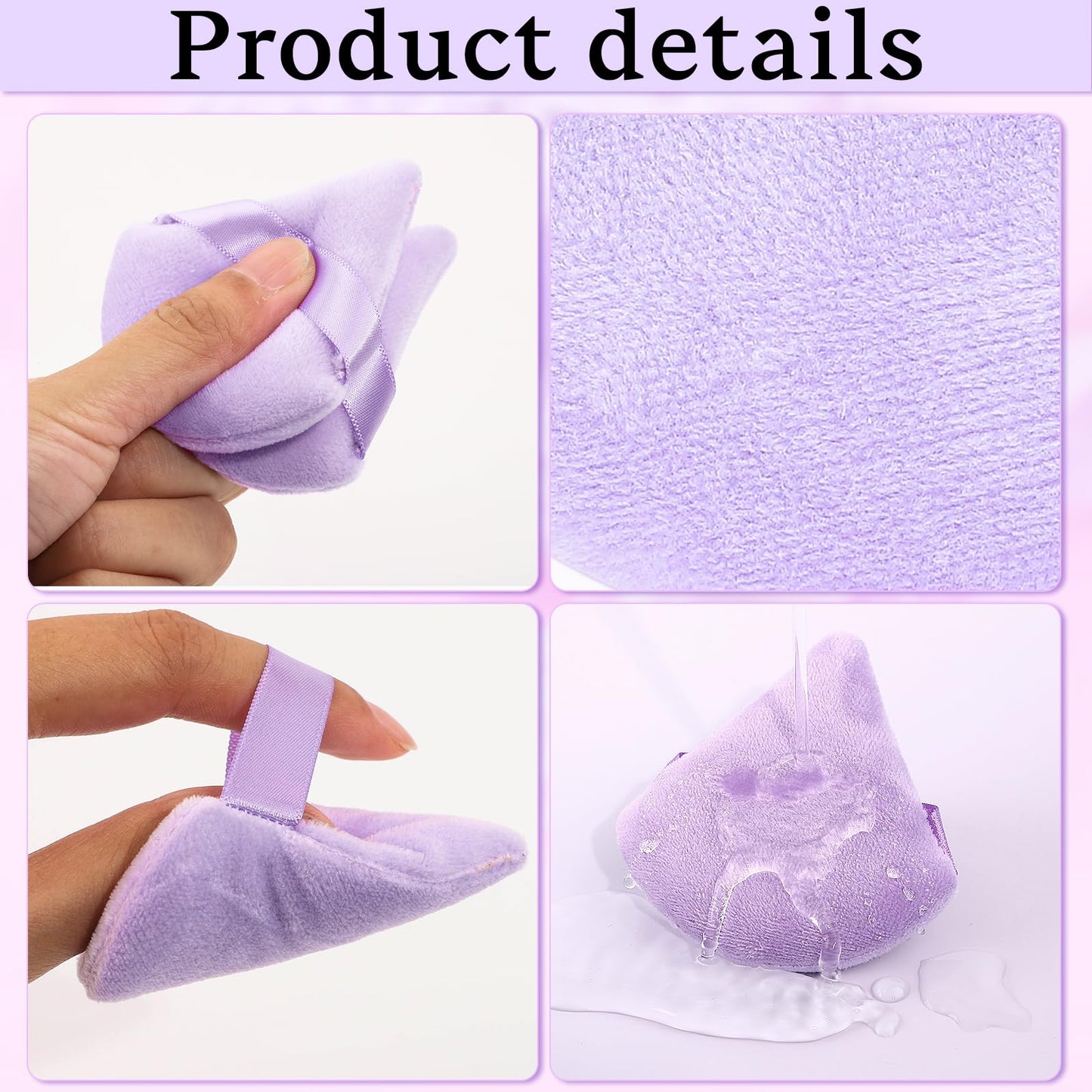 Pimoys 6 Pieces Powder Puff Face Makeup Sponge Soft Velour Triangle Powder Puffs Beauty Sponge Stocking Stuffers for Loose Powder (Black, Pink)