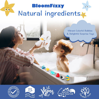 30 Kids Bath Bombs with Surprise Inside – Gift Set with 30 Unique Land & Sea Animal Toys, Fun, Educational, and Child-Safe Natural Bath Bombs with Toys, Great Gift for Kids’ Birthdays & Summer Fun