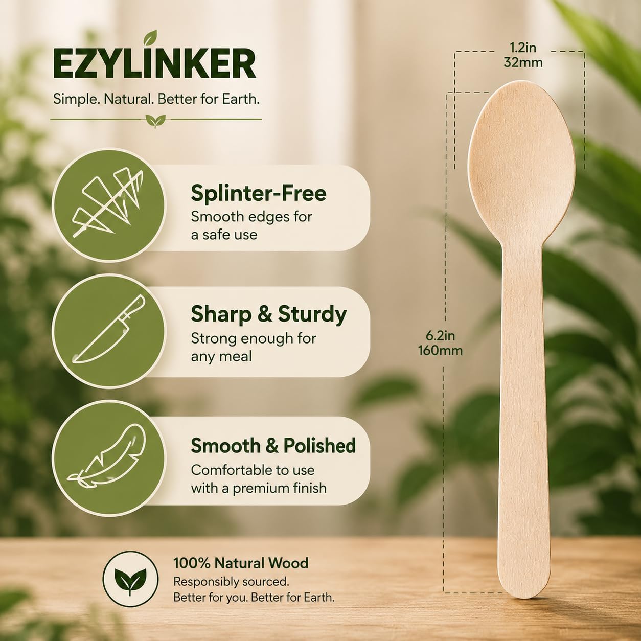 500 Wooden Spoons for Eating, Alternative to Plastic and Bamboo Spoons - Eco Friendly, Biodegradable, Disposable Spoons Set - 500 Compostable Spoon Utensils Set for Lounge Party Wedding, BBQ
