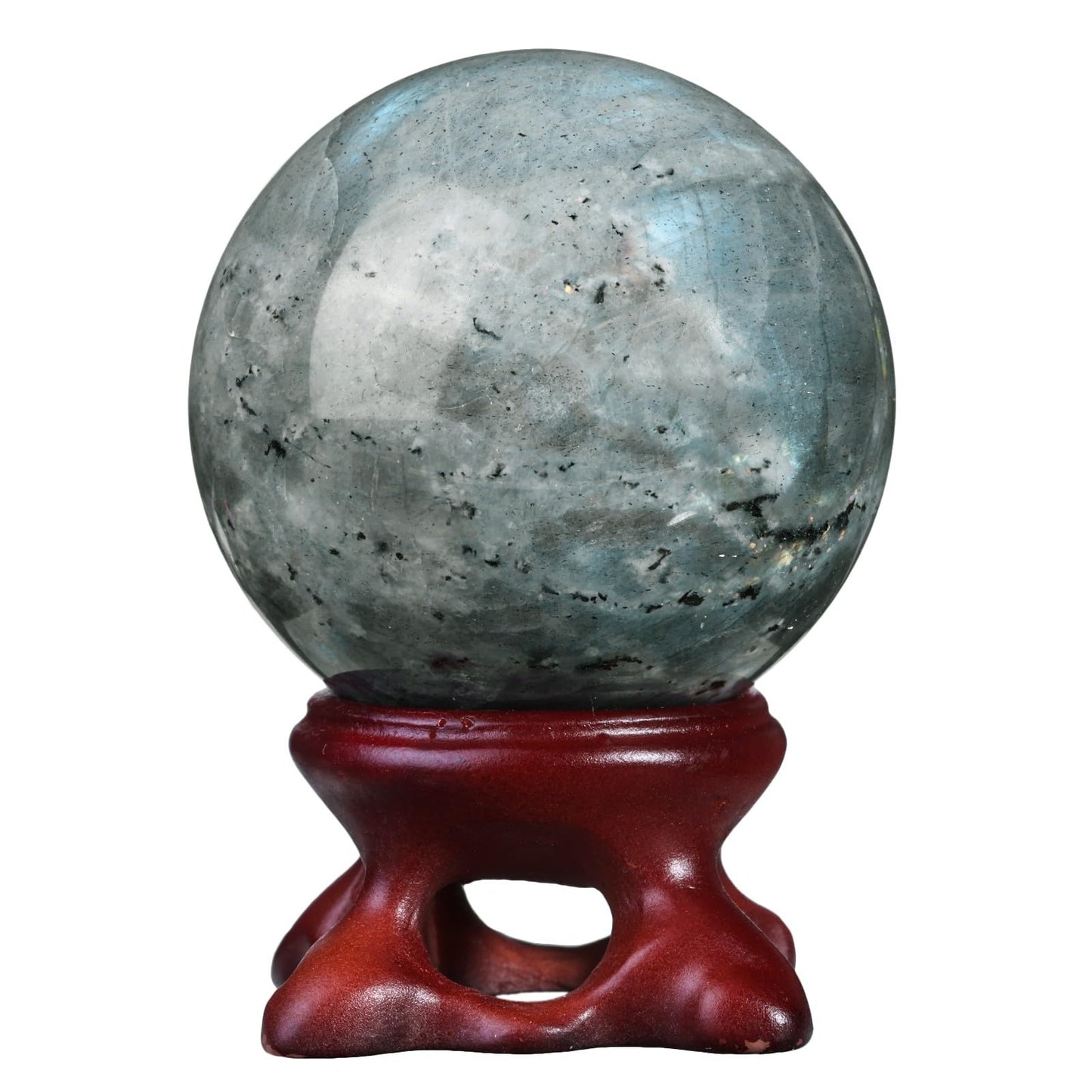 Nupuyai Natural Moonstone Crystal Ball with Resin Stand, Healing Crystal Sphere for Home Decor 1.61"-1.97"(41mm-50mm)