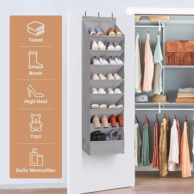 STORAGE MANIAC Over the Door Shoe Organizer Heavy-Duty Large Deep Pocket