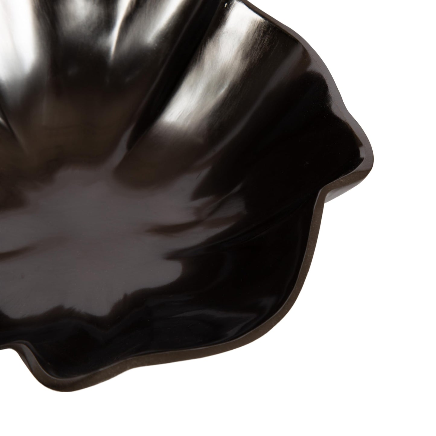 Kate and Laurel Flutte Scalloped Decorative Metal Serving Bowl; 10 x 10 x 3; Black Nickel; Modern Wavy Fruit Bowl for Kitchen Counter or Use as Tabletop Storage for an Entryway Table