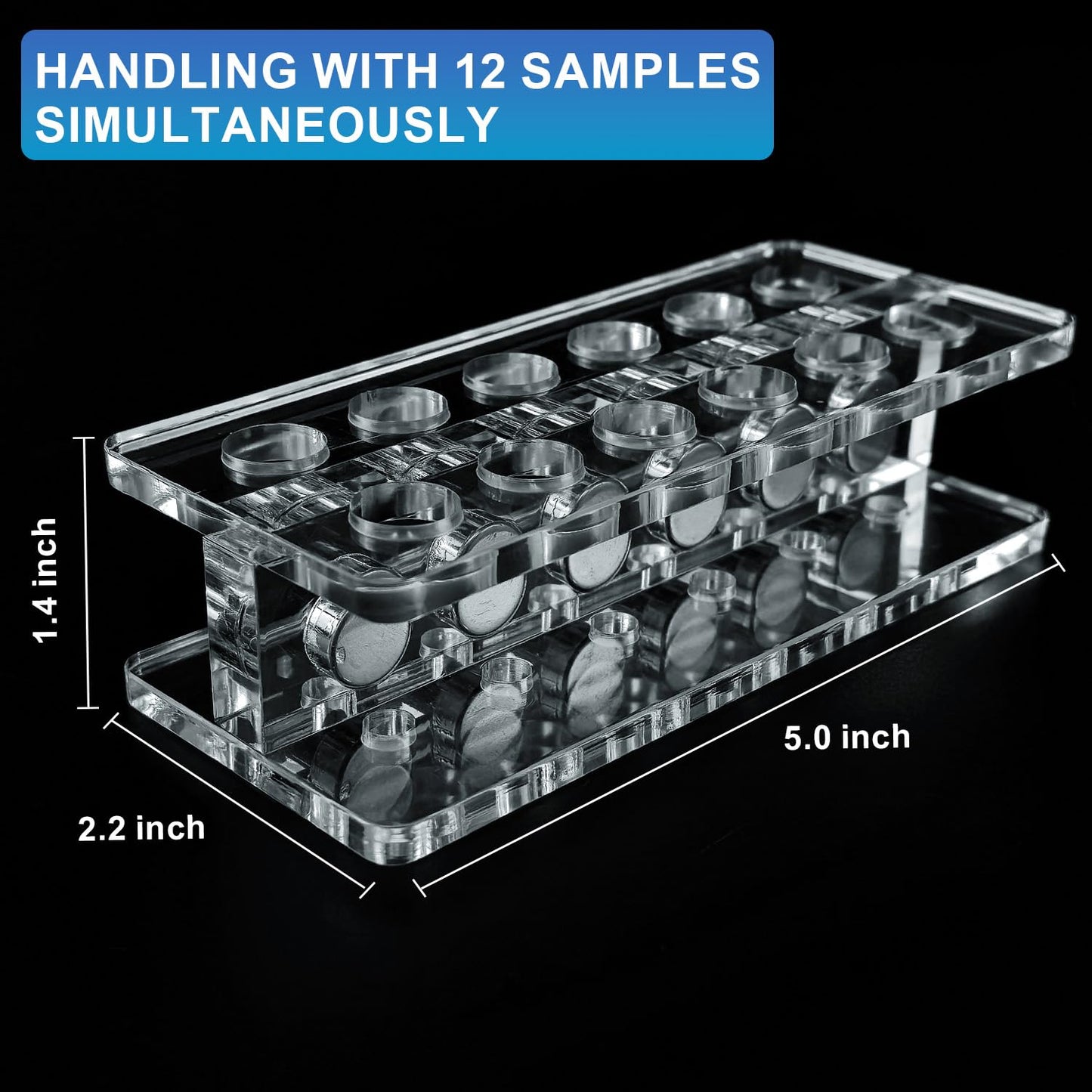 VISOSCI Compact Magnetic Separation Racks for Preliminary Magnetic Beads Purification, for for 1.5ml/2ml centrifuge Tubes, 12-Wells