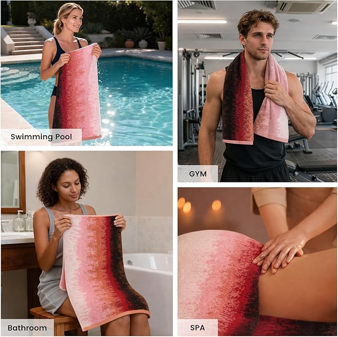 SEMAXE Bathroom Towel Set with Hanging Loop – 8-Piece Yarn Dyed Jacquard Cotton