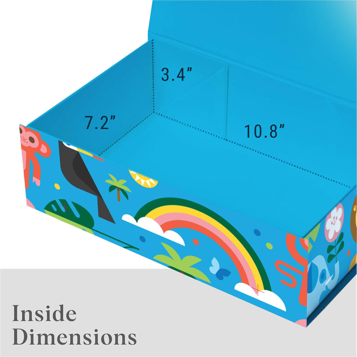 Sorarto Birthday Box for Kids – Jungle Animal Memory Box for Keepsakes with Magnetic Lid – Sturdy Decorative Gift Box for Boys & Girls (Lion, Elephant, Rainbow) – 11.5" x 7.5" x 3.5"