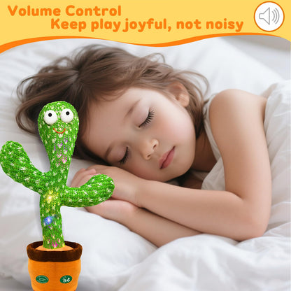 Hunfur Dancing Mimicking Talking Cactus Toy,Funny Gift for Toddler 1 2 3 Year Old Boy Girl,Singing Record Repeat What You Say Light Up Baby Infant Toys 6-12 12-18 Months (Volume Adjustment)