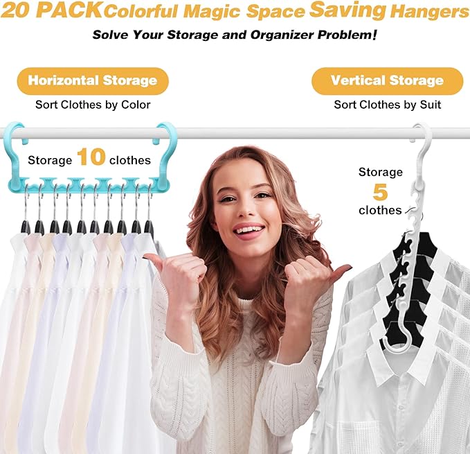 24-Pack-Closet-Organizers-and-Storage, Closet-Organizer-Hangers 5 Holes