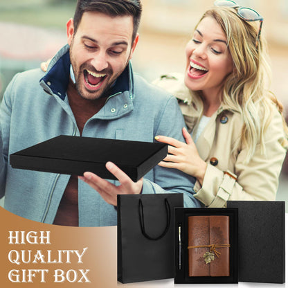 Gueevin Graduation Leather Journal and Pen Gift Set Refillable Notebook and Pen Set with Gift Bag Box 150 Pages A5 Lined Hardcover for Graduation Birthday Holiday Present, Brown