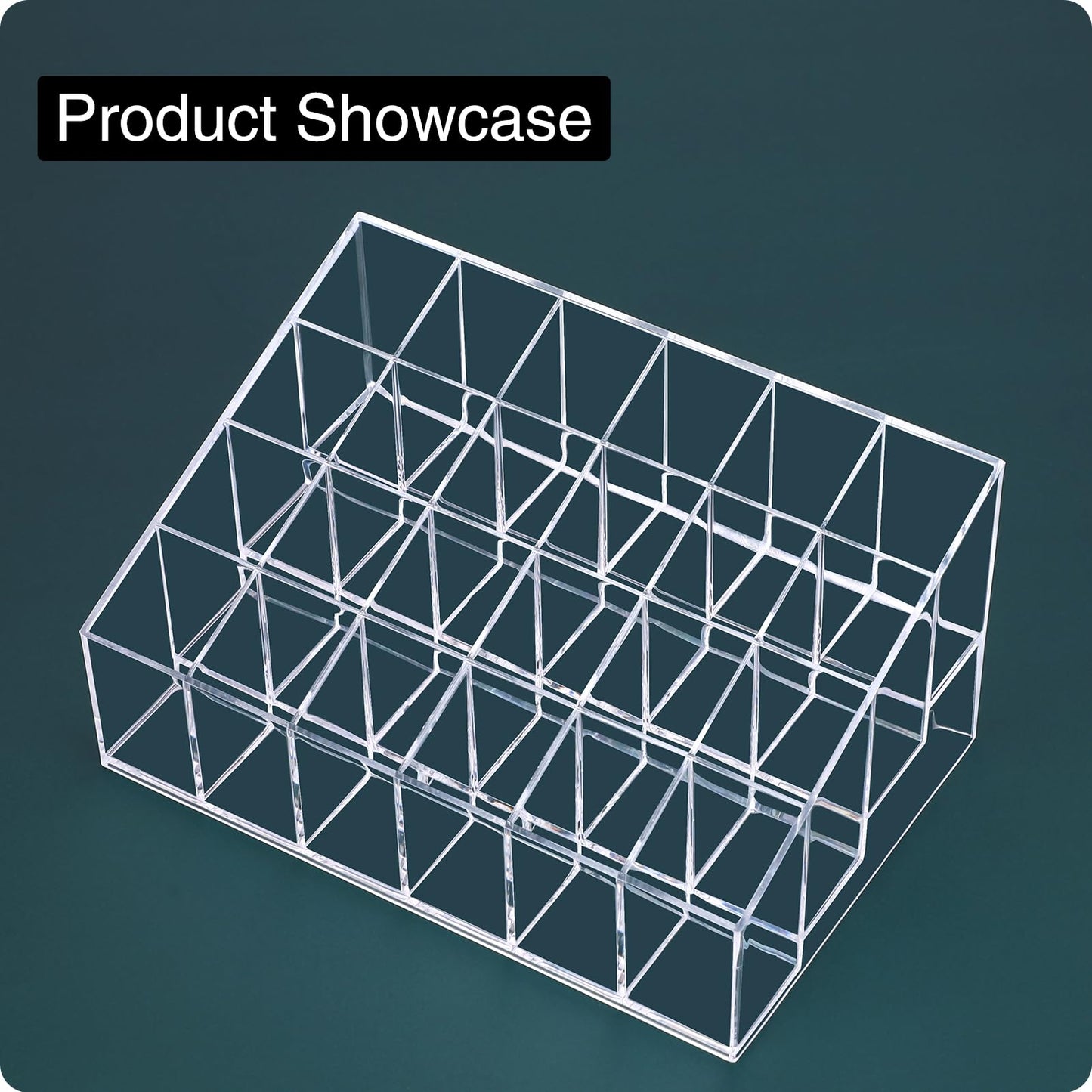 MOSIKER Lipstick Organizer,Small Clear Plastic Compact Lip Gloss Chapstick Perfume Sample Mascara Holder with 24 Slots