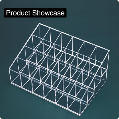 MOSIKER Lipstick Organizer,Small Clear Plastic Compact Lip Gloss Chapstick Perfume Sample Mascara Holder with 24 Slots