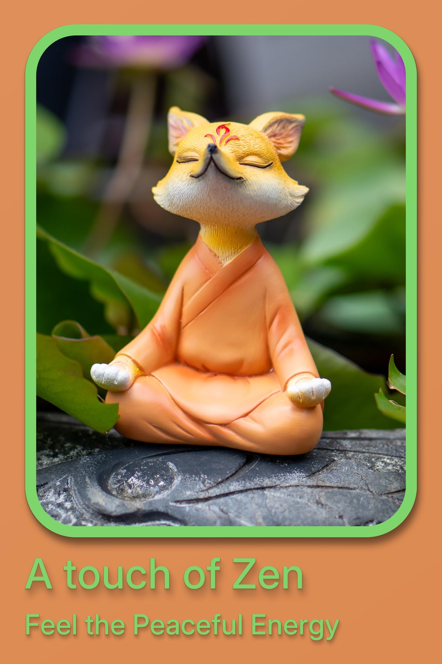 Fuzrea Zen Fox Figurine, Meditating Fox Buddha Statue for Home Decor, Living Room, Yoga & Meditation Accent, Shelf, Table, Desk Decor, Outdoor Garden Decor, Gifts for Women