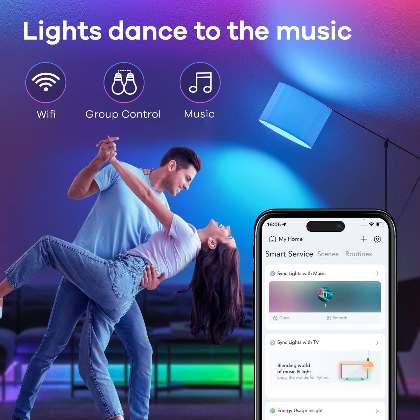 Linkind Matter Smart RGBTW Bulb, E27 Smart Bulb, Smart LED Light Bulbs Screw, 9W, 806lm, Smart Led Bulb with Music Sync,Works with Apple Home/Siri/Google Home/Alexa/SmartThings, 2 Pack