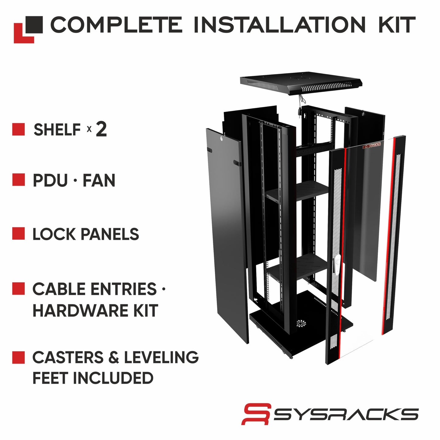 18U Wall Mount Server Rack Cabinet for Home Lab, Office IT and AV Network Installations, 24-Inch Deep 19-Inch Locking Rack with Fan, PDU and Shelves