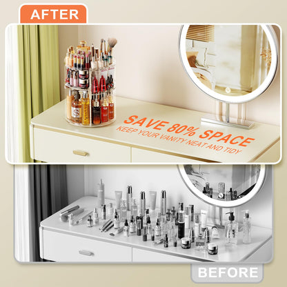 Auxmir Rotating Makeup Organiser, 9-Tier Adjustable Makeup Organiser with 360 Degree Rotation, Large Capacity Spinning Makeup Storage on Stand Revolving for Vanity Table, Bedroom, Bathroom