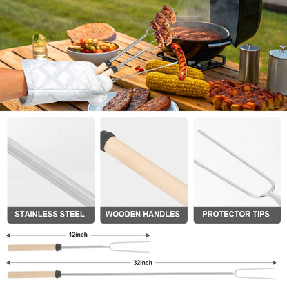 Essential Camping Utensils Set, Campers Mess Gear Kit, Portable Stainless Steel Kitchen Accessories, Must Have Car Travel Cutlery, Cookware Cooking Tools Equipment, Outdoor Survival for Men and Women