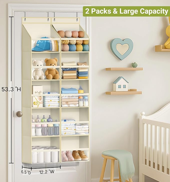 AOODA 2 Pack Over the Door Organizer, Large Capacity Closet Door Hanging
