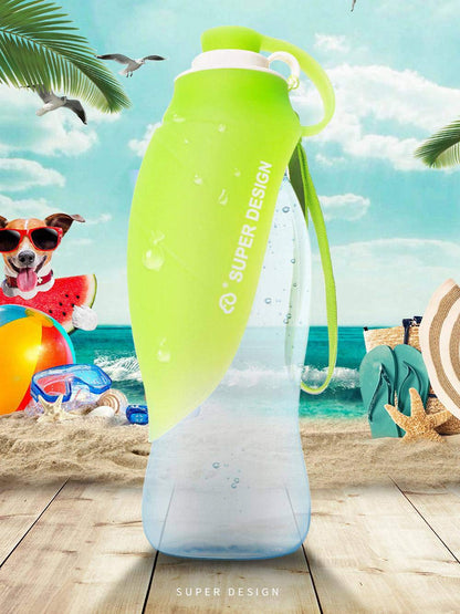 BePetMia Water Bottle Travel Portable for Dogs, Lid Can Be Used As Drinking Bowl, Dog Drinking Bottle In Silicone For Outdoor Use, 580 ml (Blue)