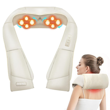 Joyset Shiatsu Neck and Back Massager with Heat,Electric Shoulder Massager for Pain Relief Deep Tissue,3D Kneading Massage with Cloth Cover Easy to Clean Best Gift for Men Women Parents