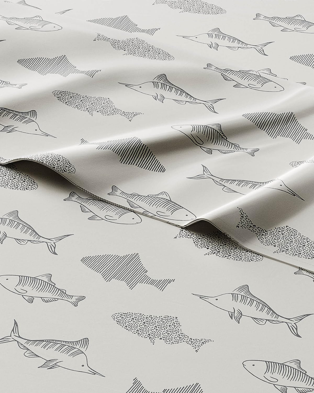 Kids Full Size Bed Sheet Set - 4 Piece Kids Loft Bed Sheets - Fish Sea Animal Themed Bedding - Soft, Cute - Breathable and Machine Washable - Ocean Animal Bed Set for Boys, Girls, Teens and Toddlers