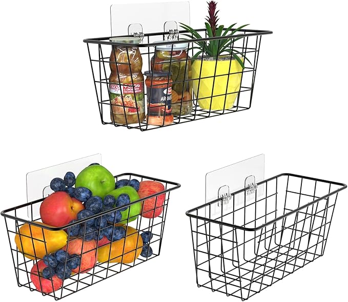 MaraFansie Over the Cabinet Door Organizer Wall Wire Baskets Hanging Kitchen