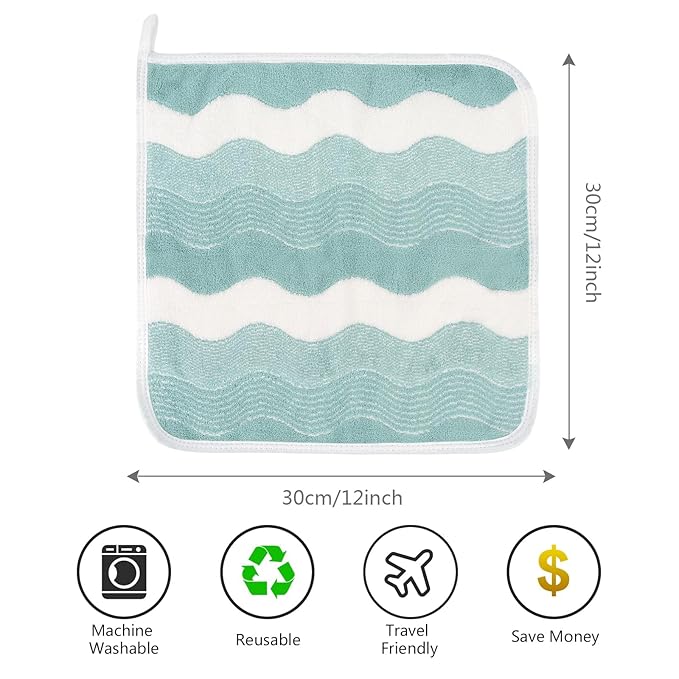 SINLAND Absorbent Coral Velvet Washcloth Ultra Soft Microfiber Face Towels 12 x