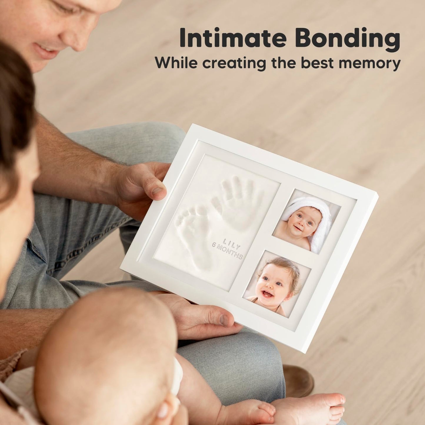 Baby Hand and Footprint Kit - Quick Dry Clay Baby Footprint Kit, Newborn Keepsake, Nursery Picture Frame for Boys, Girls, Personalized Gifts for Shower & Registry, New Mom Gift (Alpine White)