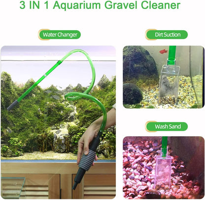 boxtech Fish Tank Water Changer Vacuum Siphon Kit, 3 in 1 Aquarium Siphon Gravel Cleaner Pump Sand Cleaner Kit for Drain and Replace Water