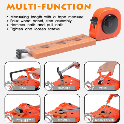 REXBETI Kids Tool Set with Box and Electronic Toy Drill, Pretend Play Kids Workbench Construction Kits, Toddler Tool Set, Birthday Gifts for Ages 3-8 Years Old
