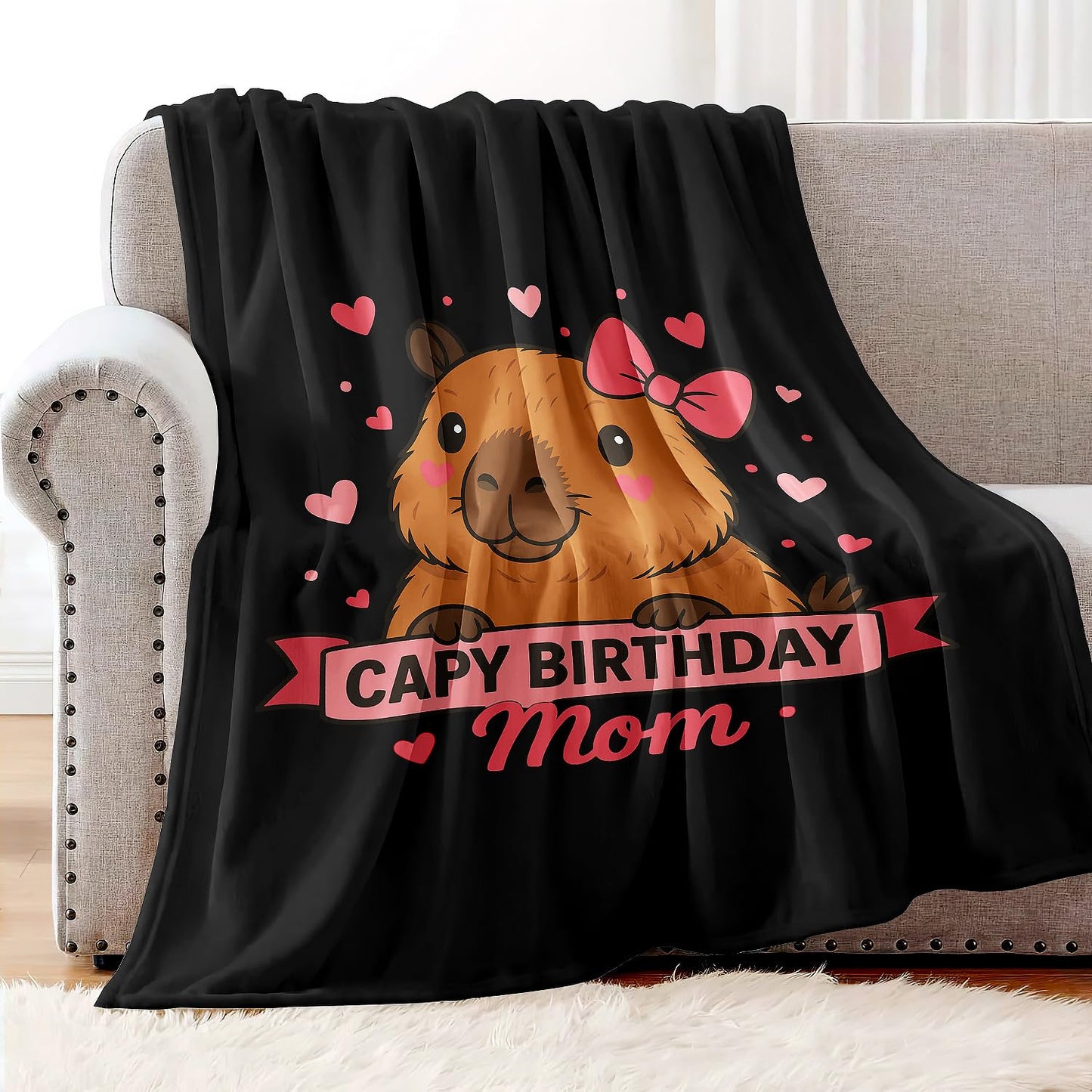 YISUMEI Capybara Gifts Throw Blanket, 50"x60", Cute Capybara Birthday Mom Cozy Blanket for Women, Mom and Grandma, Ultra Soft Plush Fleece Flannel Blanket for Couch & Bed, Room Decor
