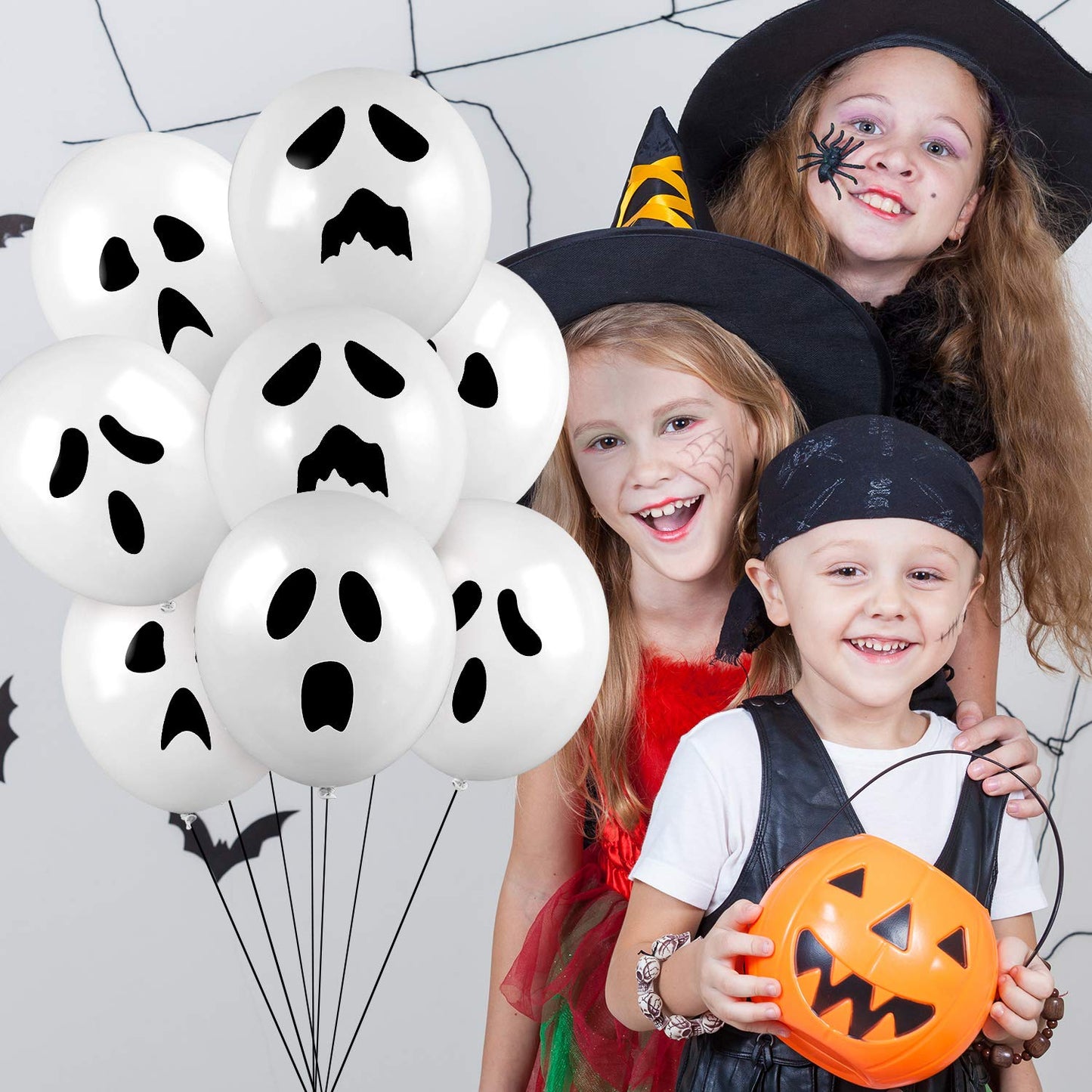 Skylety 100 Pcs Ghost Balloons 12 Inch Halloween Latex Balloon Arch Scary Halloween Party Decorations Ghost Party Favors