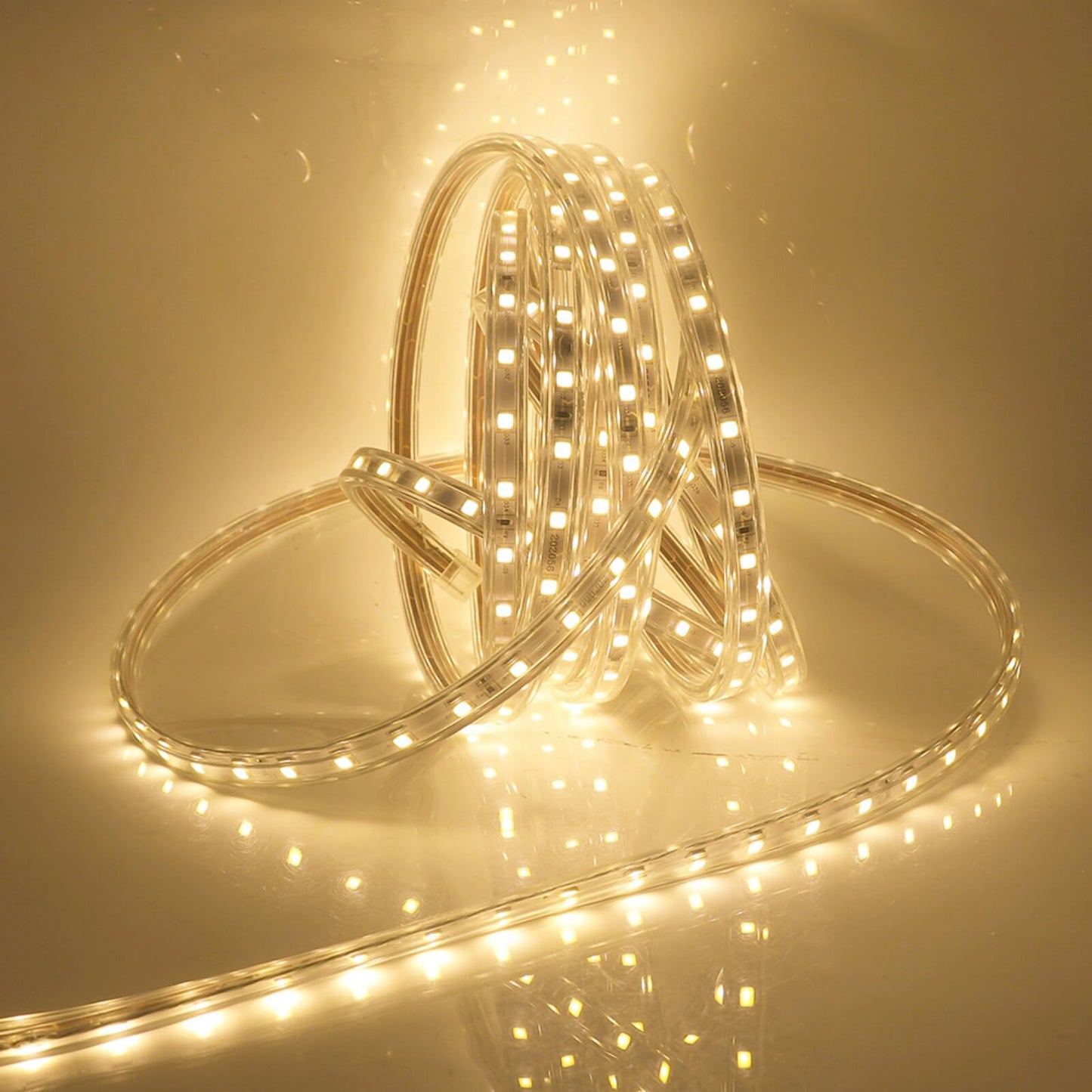 GQL 2m 5050 LED Strip Warm White with Switch (80cm Cable), Mains Powered SMD 60LEDs/m Commercial Rope Light, IP65 Waterproof for Indoor/Outside Decoration UK Plug Supply