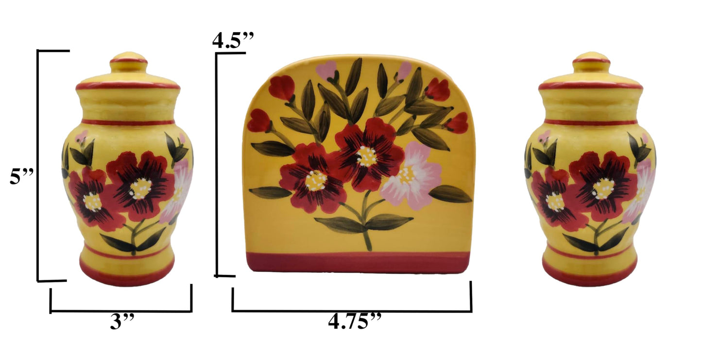 ACK Salt and Pepper Shaker with Napkin holder (Garden), Kitchen Décor