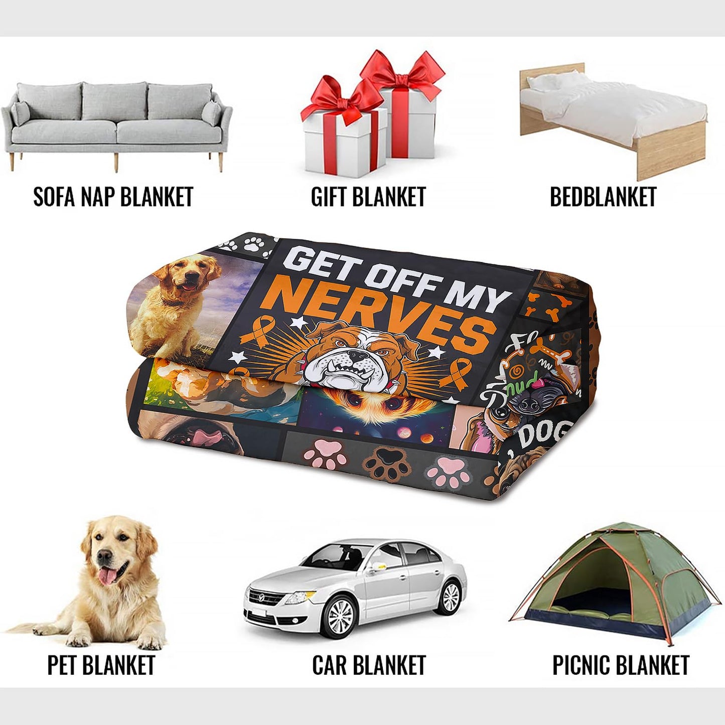 XSMEI Dog Throw Blanket, Cute Puppy Paw Pattern, Soft Cozy Fleece Blanket for Couch Bed, 60 x 80 Inches