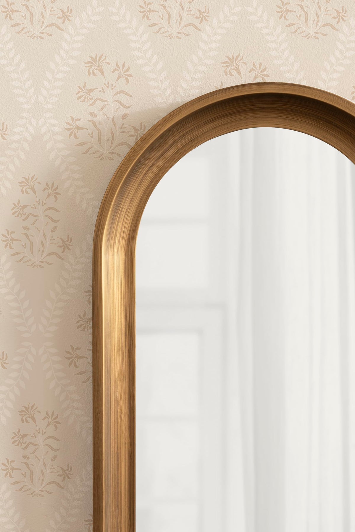 Kate and Laurel Hatherleigh Modern Slim Arched Panel Wall Mirror, 12 x 36, Gold, Transitional Narrow Wooden Arch Mirror for Use as Versatile Bedroom or Entryway Wall Decor