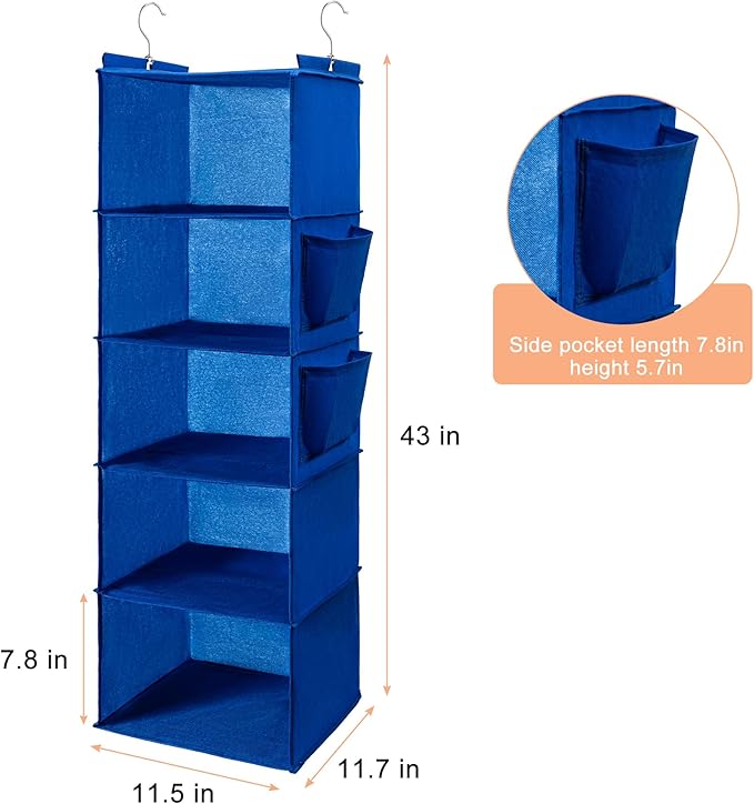 BOOMIBOO Hanging Closet Organize and Shelves，5-Hanging Shelf