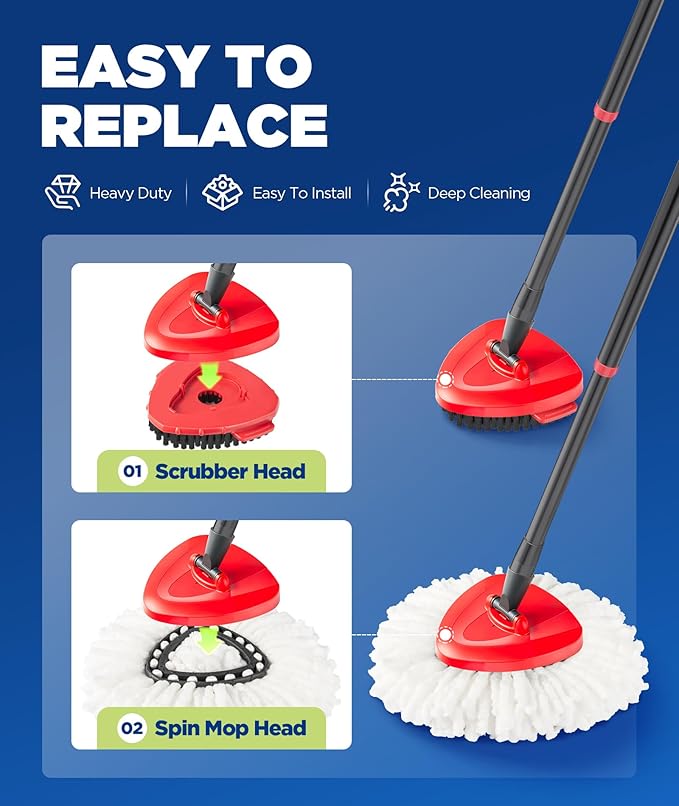 6-in-1 Mop Heads Replacements for O Cedar EasyWring 1 Tank System, Includes 1