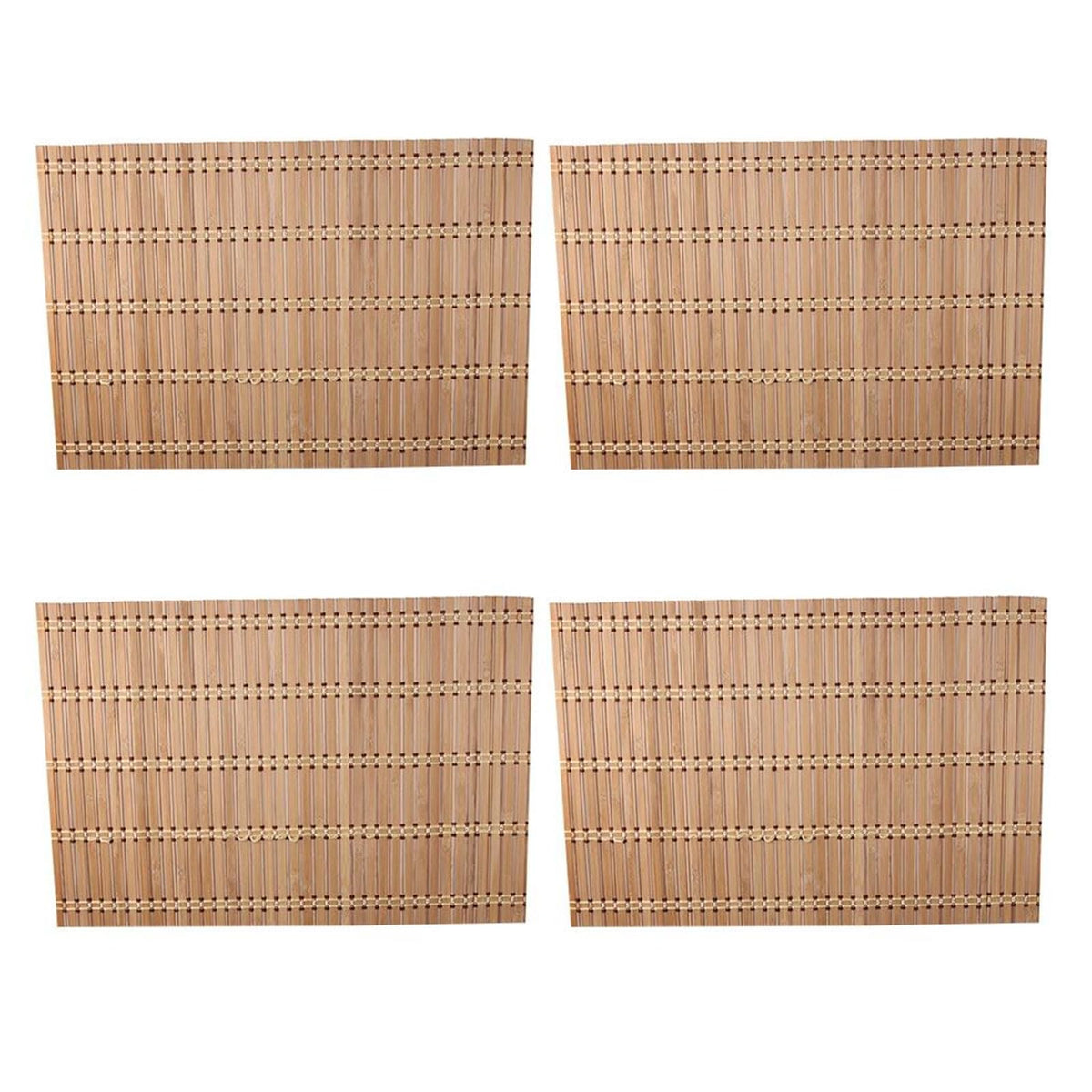 couponhub Pack of 4 Natural Bamboo Placemat, Wooden Square Placemats, Suitable for Non-Slip and Bamboo Table Placemats in Restaurants and Kitchen
