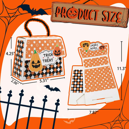 Halloween Treat Boxes with Handles, 4 Pack Trick or Treat Candy Bags for Kids, Pumpkin Ghost Witch Party Favor Gift Boxes for Halloween Party Supplies(20pcs)