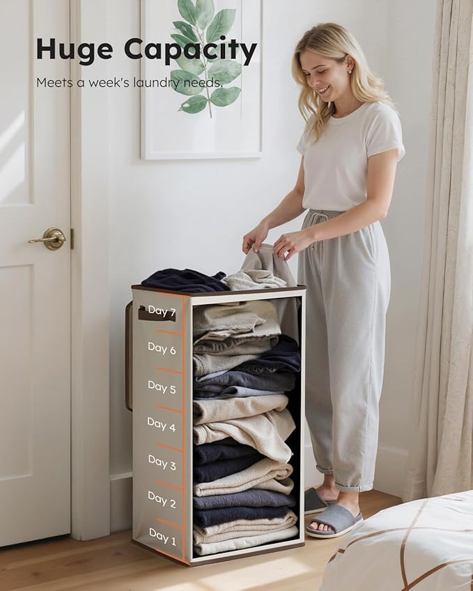 SOLEDI Clothes Hamper with Lid - 100L XL - Large Laundry Basket with Removable