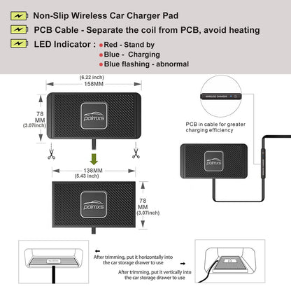 POLMXS Wirpad Wireless Charger Car Charging pad POLC 15W Fast Wireless Phone Charger Cell Phone Cordless Charging mat Compatible with iPhone 12/13/14/15 Series& Samsung Galaxy S21/S22/S23/24 (C1Y)