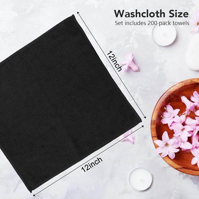 Orighty Wash Cloths Bulk Towels Set 200 Pack, Highly Absorbent and Soft Feel