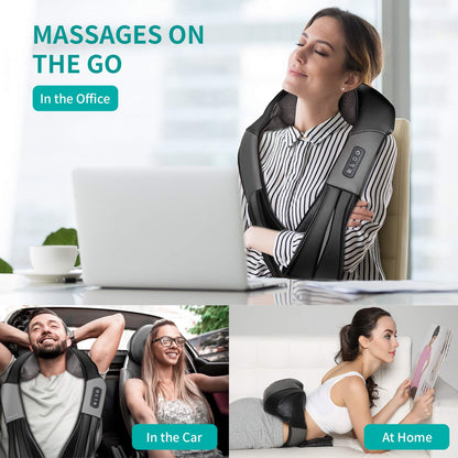 Nekteck Neck Massager for Pain Relief Deep Tissue, FSA Eligible Shiatsu Back Massager with Heating 3D Kneading Massage Pillow for Shoulder Leg Muscle, Office Home Car Use, HSA Eligible, Plug-in Use