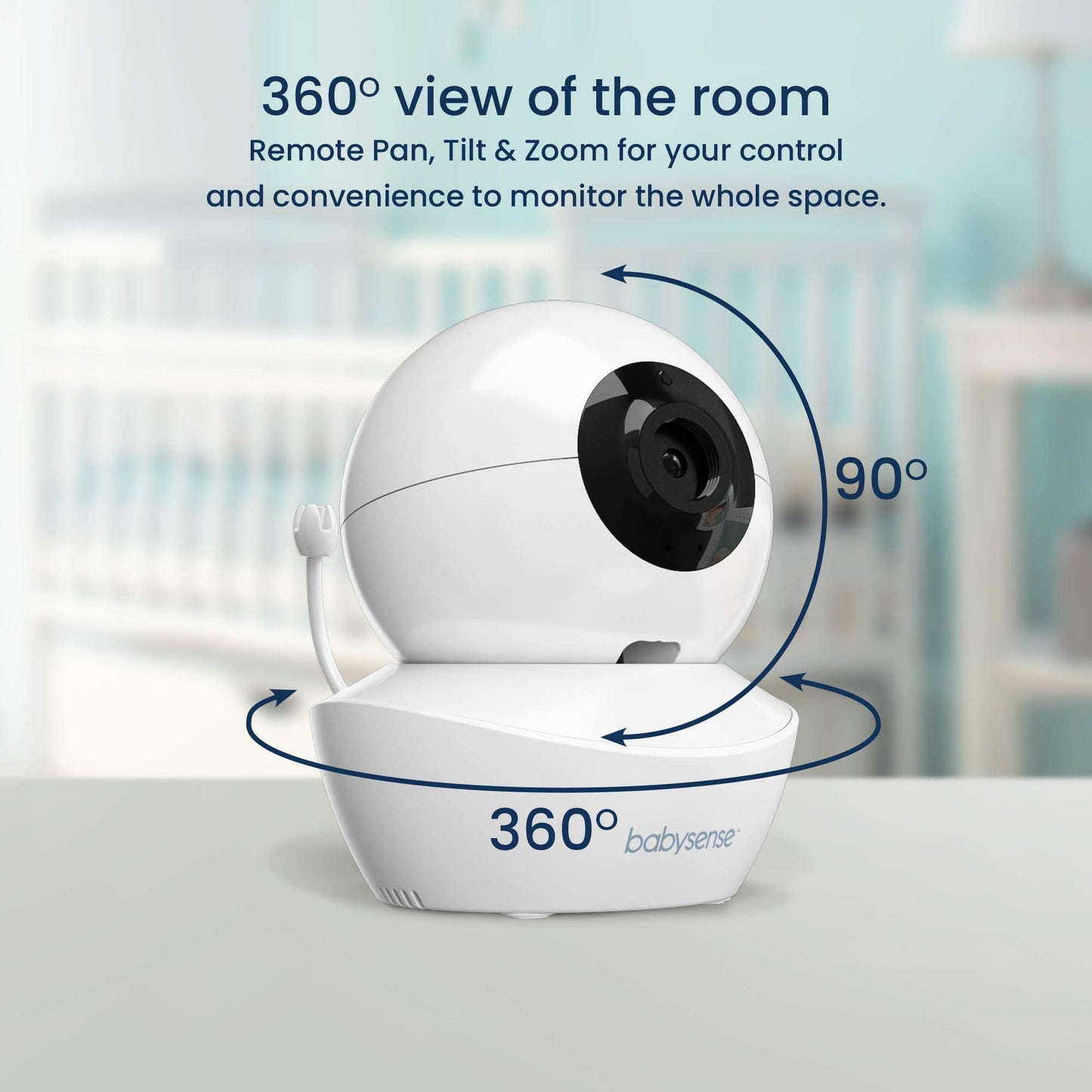 Babysense 5" HD Split-Screen Baby Monitor, Video Baby Monitor with Camera and Audio, Two HD Cameras 720p, Night Light, 300m Range, Two-Way Audio, 4x Zoom, Night Light, 4000mAh Battery