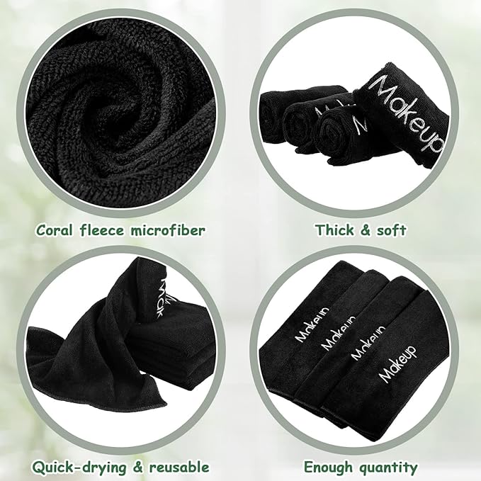 Shimeyao 30 Pack Makeup Towels Black Makeup Washcloths