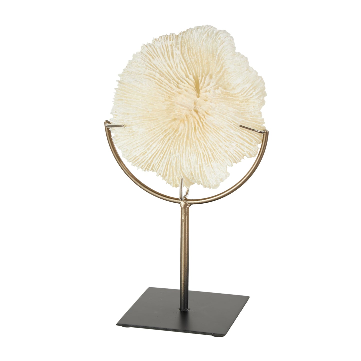 Deco 79 Polystone Coral Decorative Sculpture Textured Home Decor Statue with Bronze Stand, Accent Figurine 7" x 5" x 12", Light Blue
