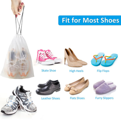 Shoe Bags for Travel, Drawstring Travel Shoe Bags for Packing, Dustproof Portable Travel Shoe Storage Bag for Men and Women, Clear, Large, 5 Pack